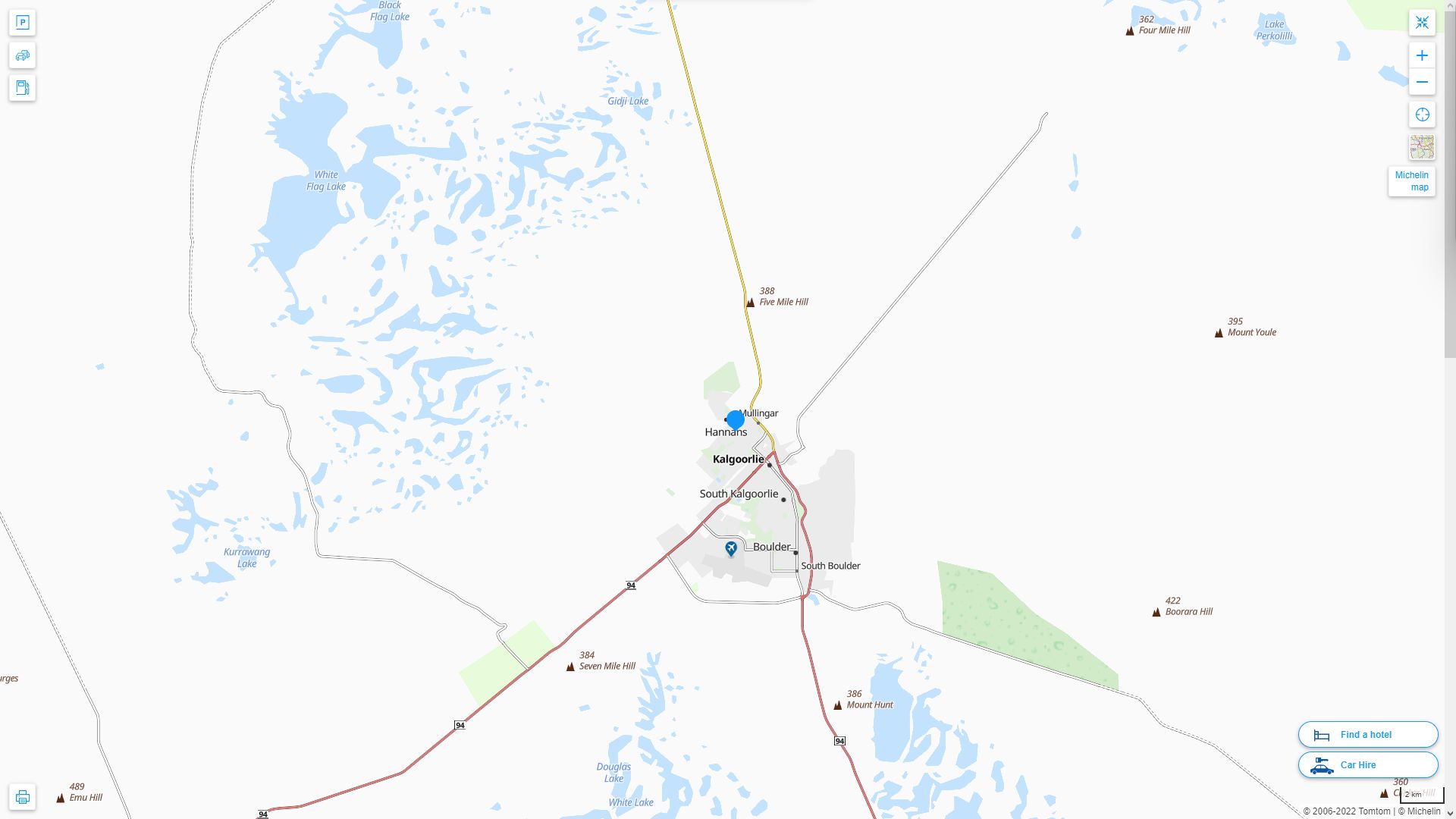 Kalgoorlie Highway and Road Map